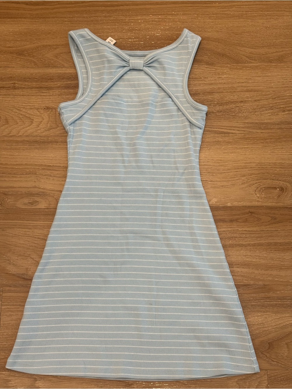 Nordstrom Girls Blue Stripe Dress Bow Back Cutout Sleeveless Size M 8/10